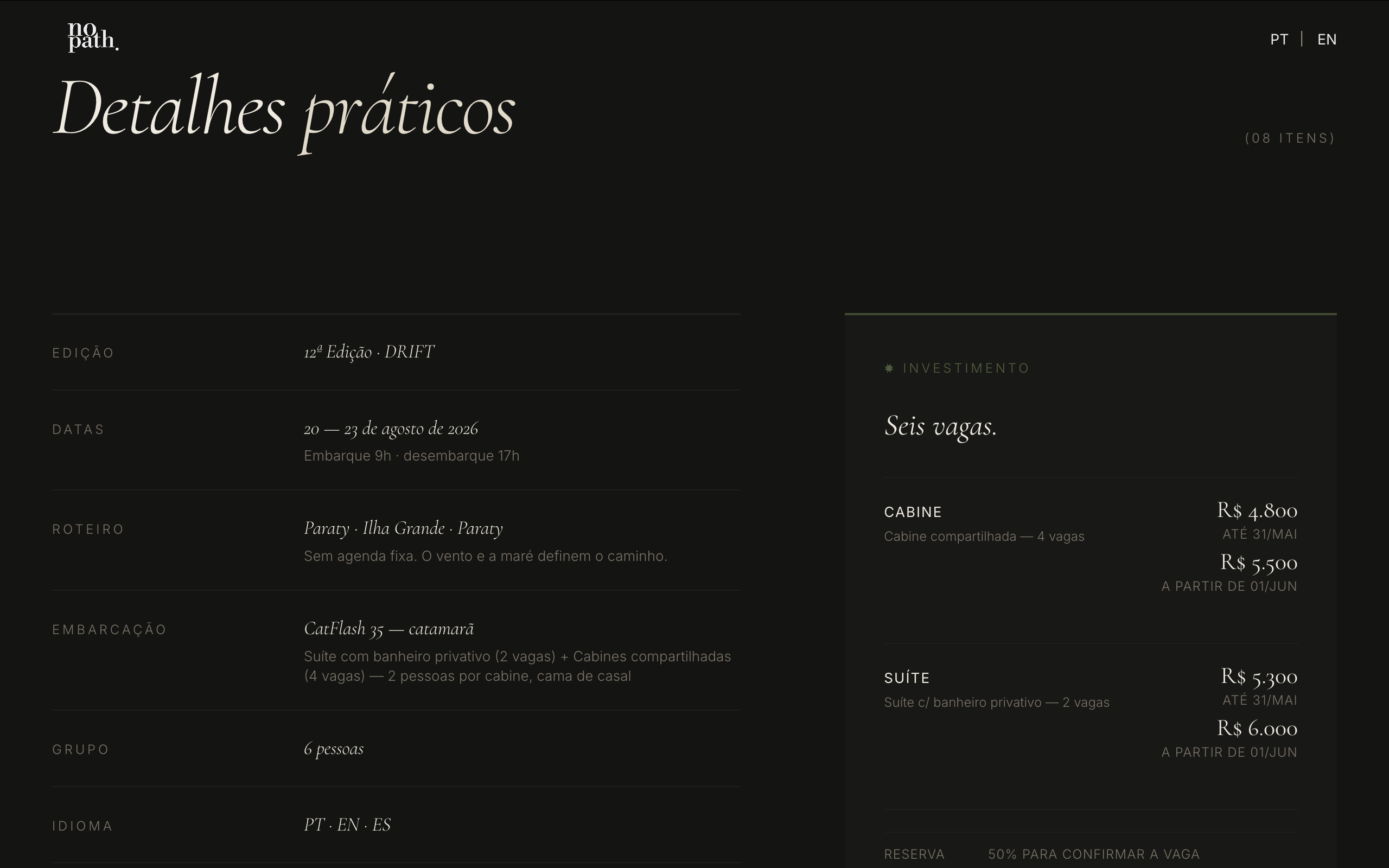 DRIFT — Detalhes práticos